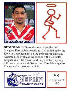 1991 Merlin Rugby League #68 George Mann Back